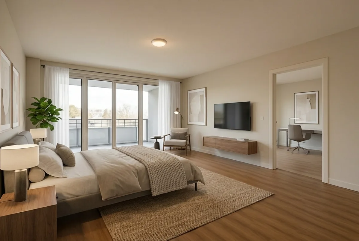 Bedroom virtually staged in Modern style by Style Smarter