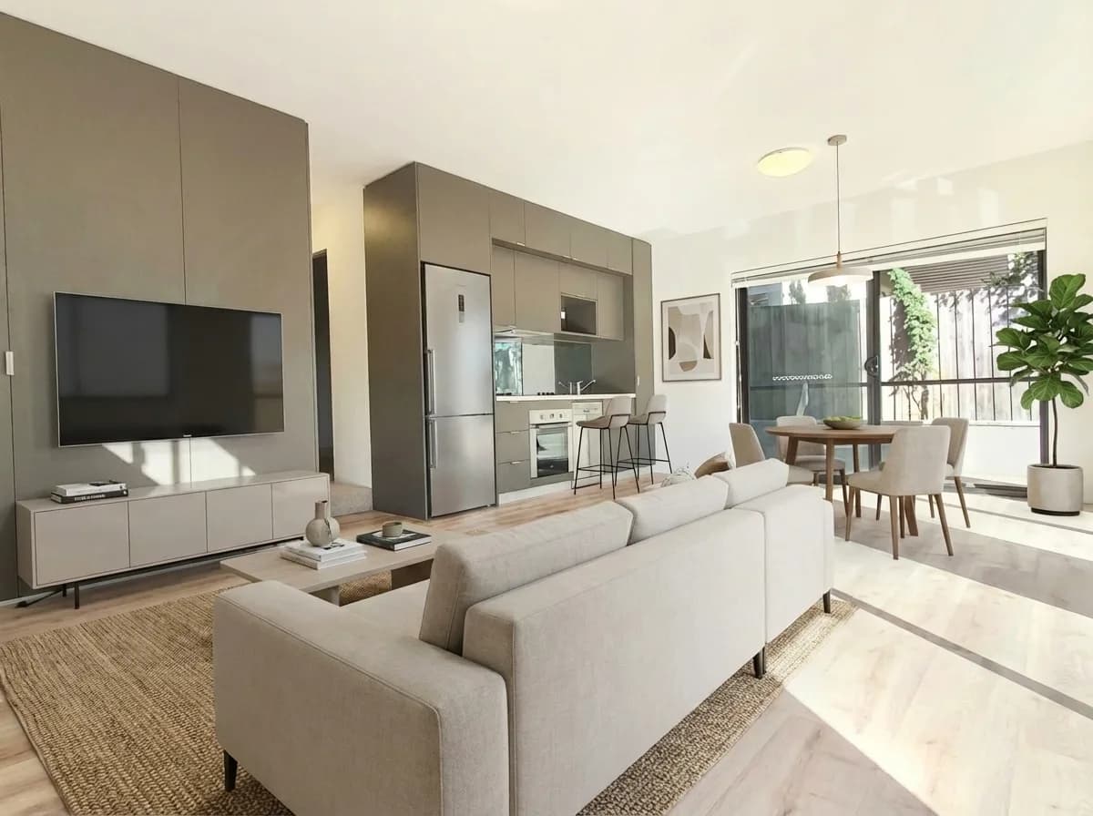 Living room virtually staged in Modern style by Style Smarter